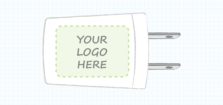Illustration showing customer logo placement on adapter