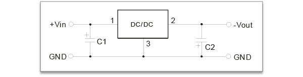 Application circuit showing positive to negative conversion