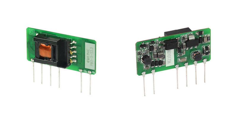 CUI's 5 W PBO series of ac-dc power modules leverages the Z-axis, greatly reducing board space